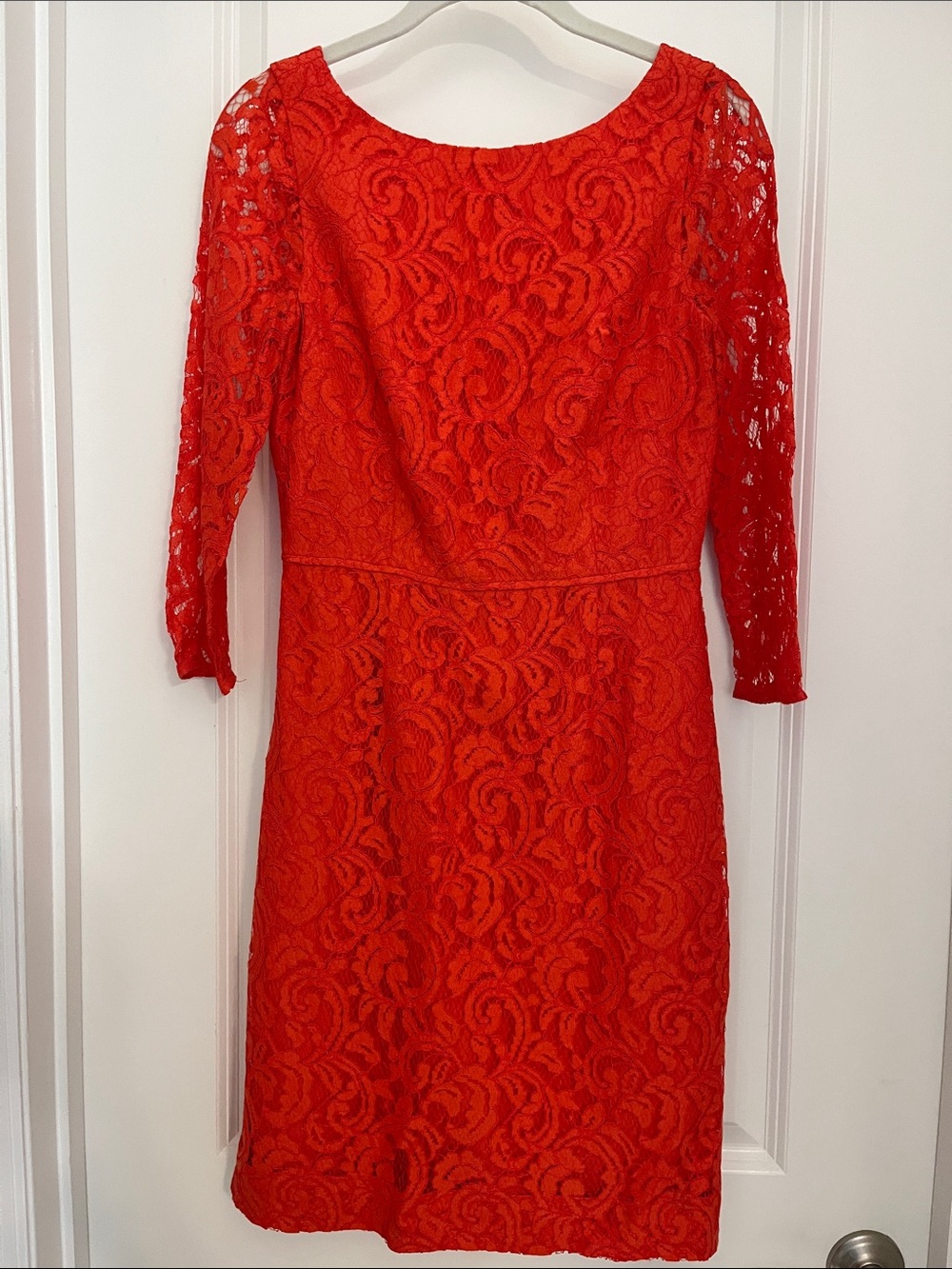 J. Crew Red Lace Long-Sleeve Sheath Dress
